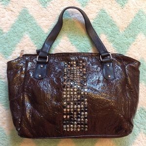 MNS soft faux patent bag bling purse large (F4)